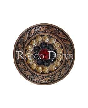 Copper Ruby Jet & Champagne Copper 1.5" Disc European Crystal Concho COLDRUJTCH