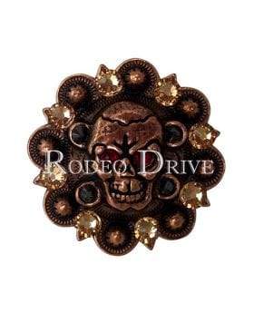 Copper Ruby Jet & Champagne Copper 1.75" Skull European Crystal Concho COSKRUJTCH