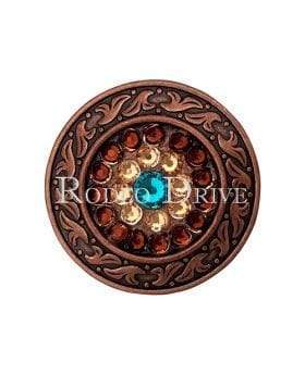 Copper Teal Champagne & Topaz Copper 1.5" Disc European Crystal Concho COLDTLCHTO