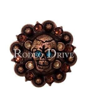 Copper Teal Champagne & Topaz Copper 1.75" Skull European Crystal Concho COSKTLCHTO