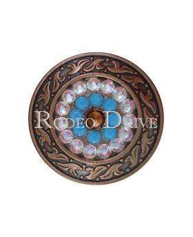 Copper Topaz Turquoise & AB Copper 1.5" Disc European Crystal Concho COLDTOTQQAB
