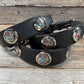 Designer Dog Collars Black Leather Dog Collar - Small - Medium - Large - Native American Conchos LL#400