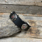 Designer Dog Collars SMALL / RED GARNET Black Leather Dog Collar Sizes Small - Medium - Large Native American Conchos LL#400 LL400SMRD