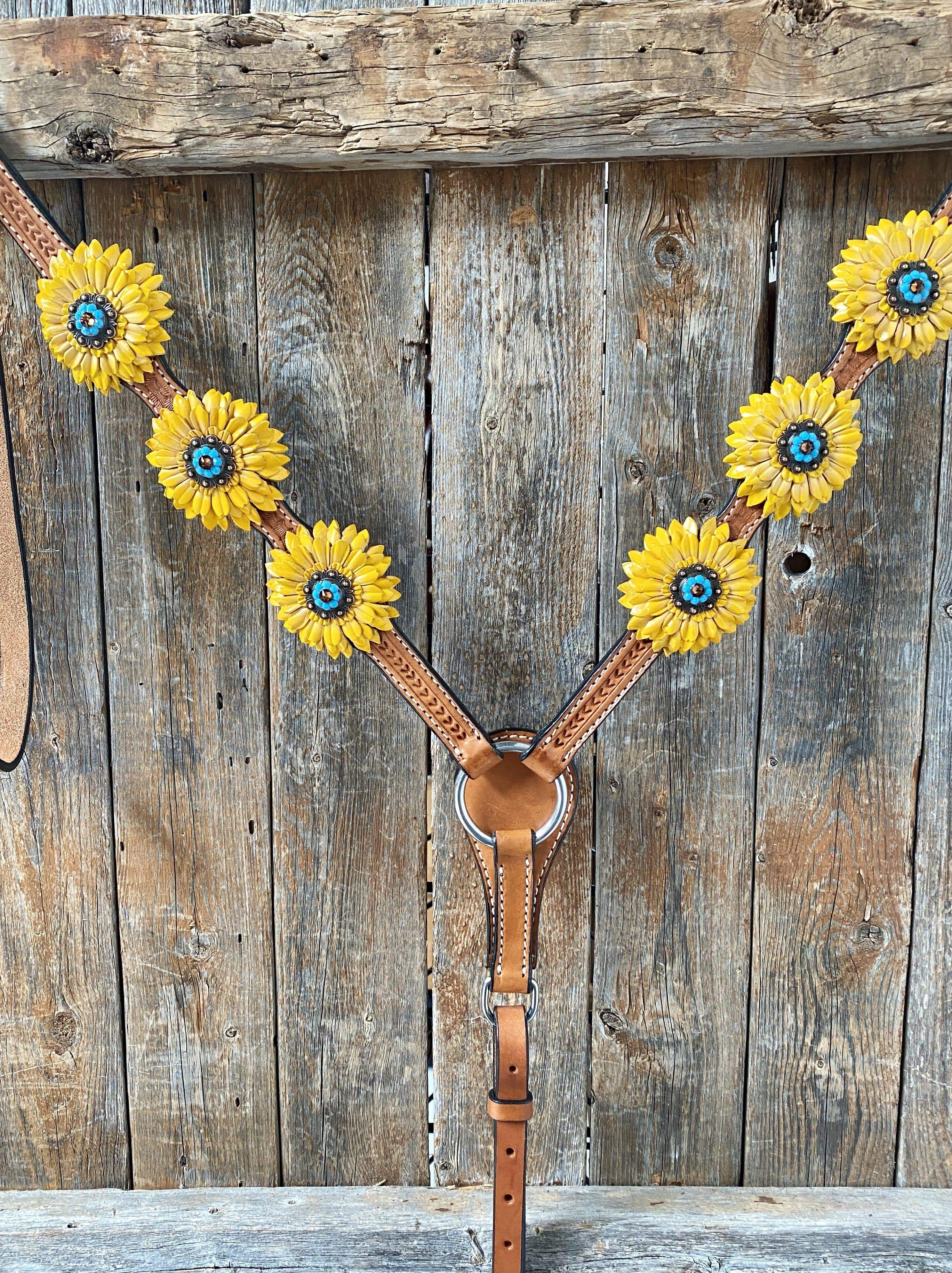 Designer Tack Breastcollar Only One Ear & Breastcollar -Yellow Daisy OEBC422
