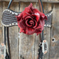 Designer Tack Dark Oil Buckstitch -Red Rose Browband Headstall & Breastcollar Tack Set #BBBC302