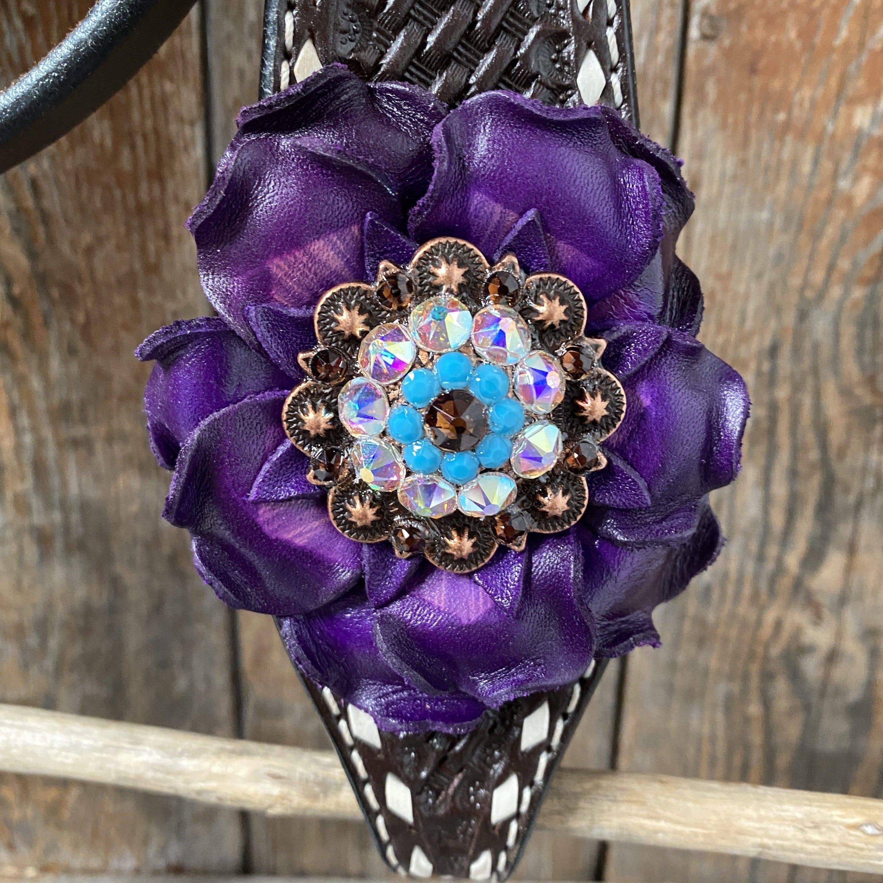 Designer Tack Dark Oil Purple Skull Browband - Breastcollar - Witherstrap Set