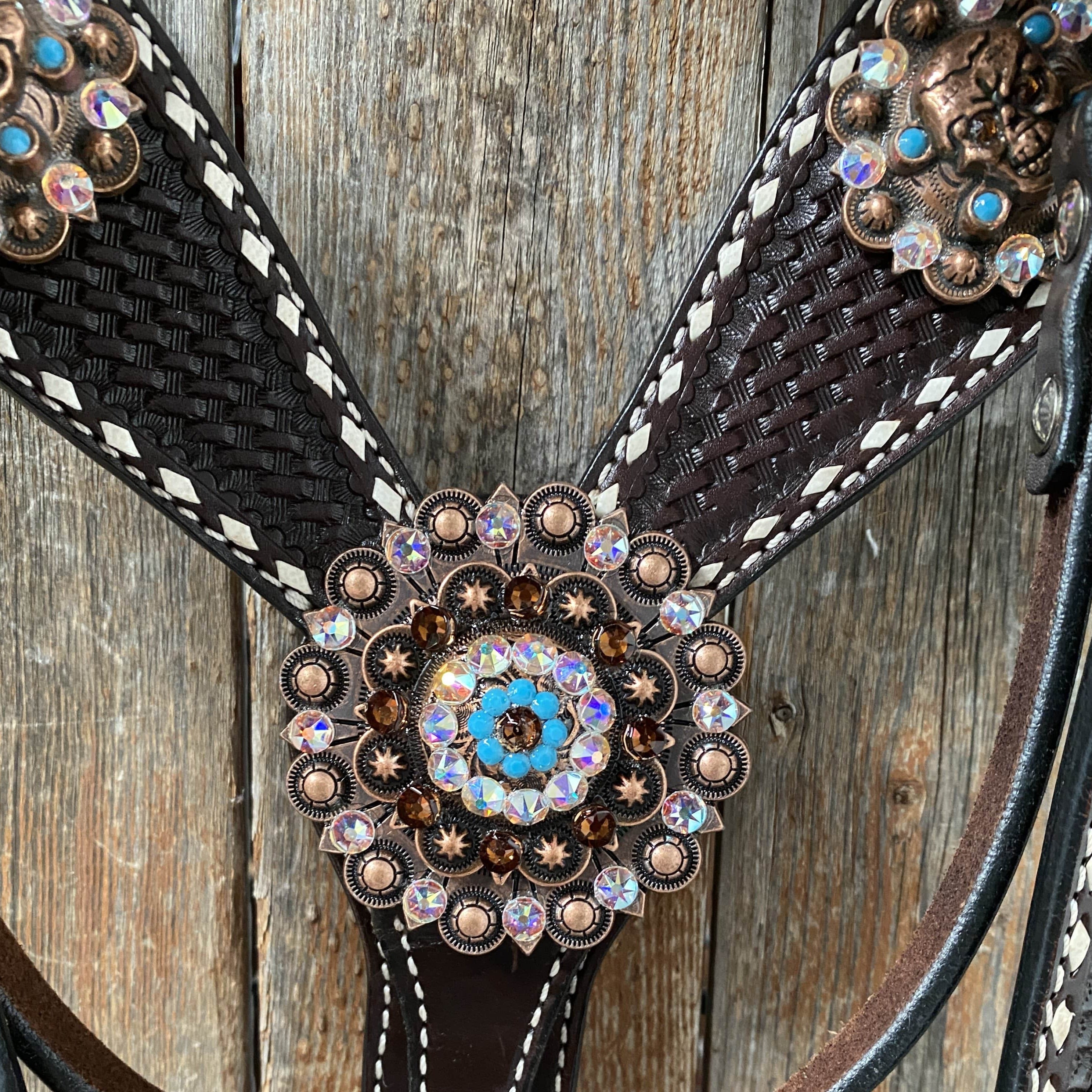 Designer Tack Dark Oil Purple Skull Browband - Breastcollar - Witherstrap Set