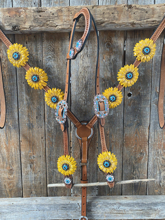 Designer Tack One Ear & Breastcollar One Ear & Breastcollar -Yellow Daisy OEBC422