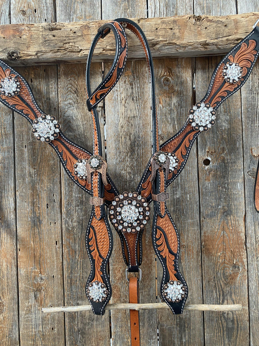 Designer Tack One Ear & Breastcollar -Two Tone OEBC424