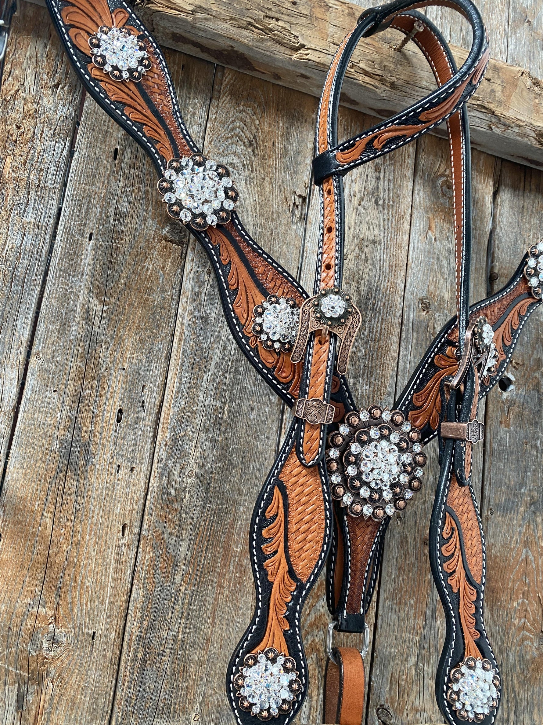 Designer Tack One Ear & Breastcollar -Two Tone OEBC424
