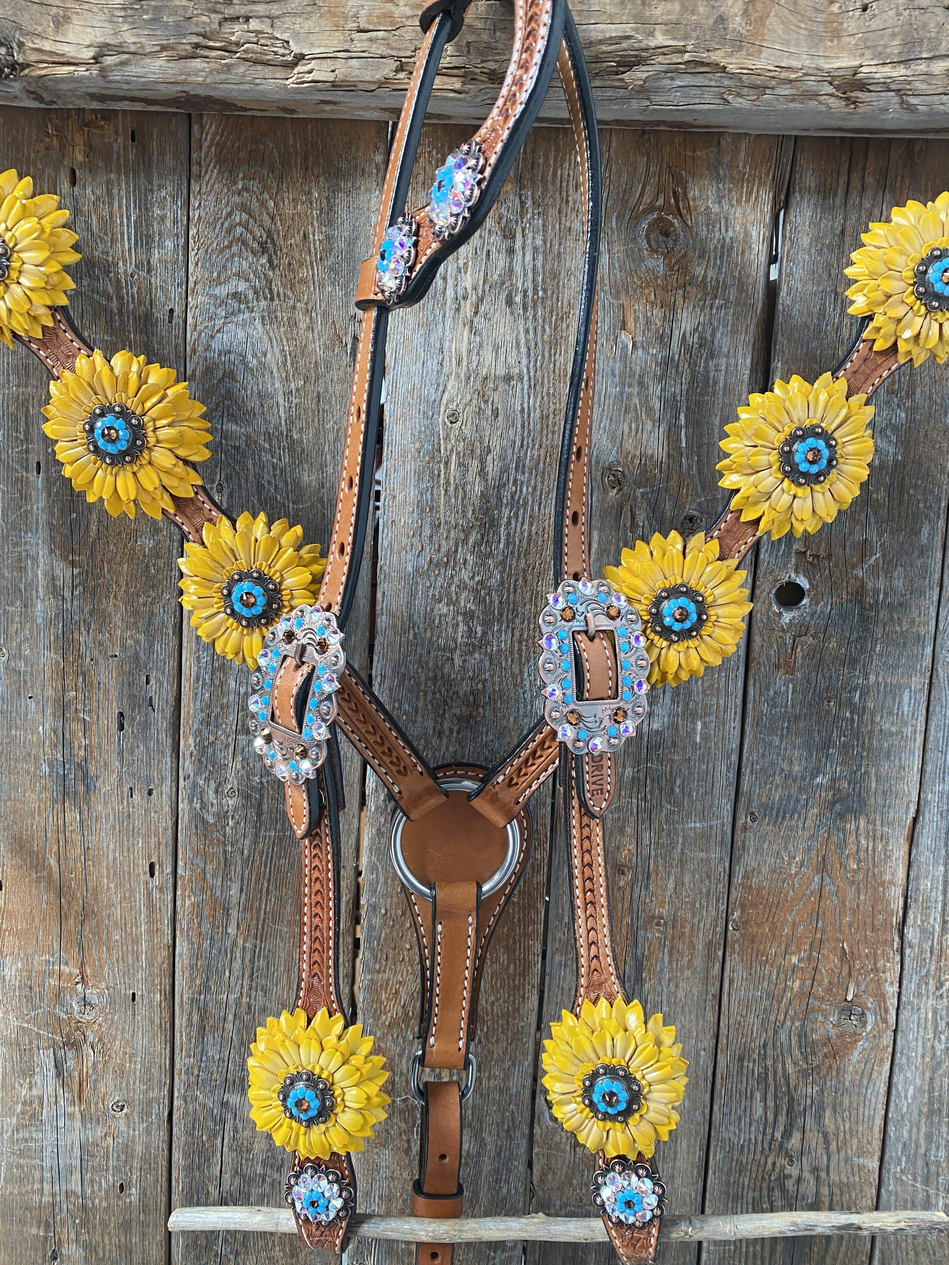 Designer Tack One Ear & Breastcollar -Yellow Daisy OEBC422