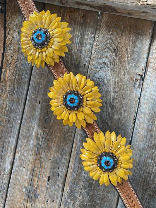 Designer Tack One Ear & Breastcollar -Yellow Daisy OEBC422