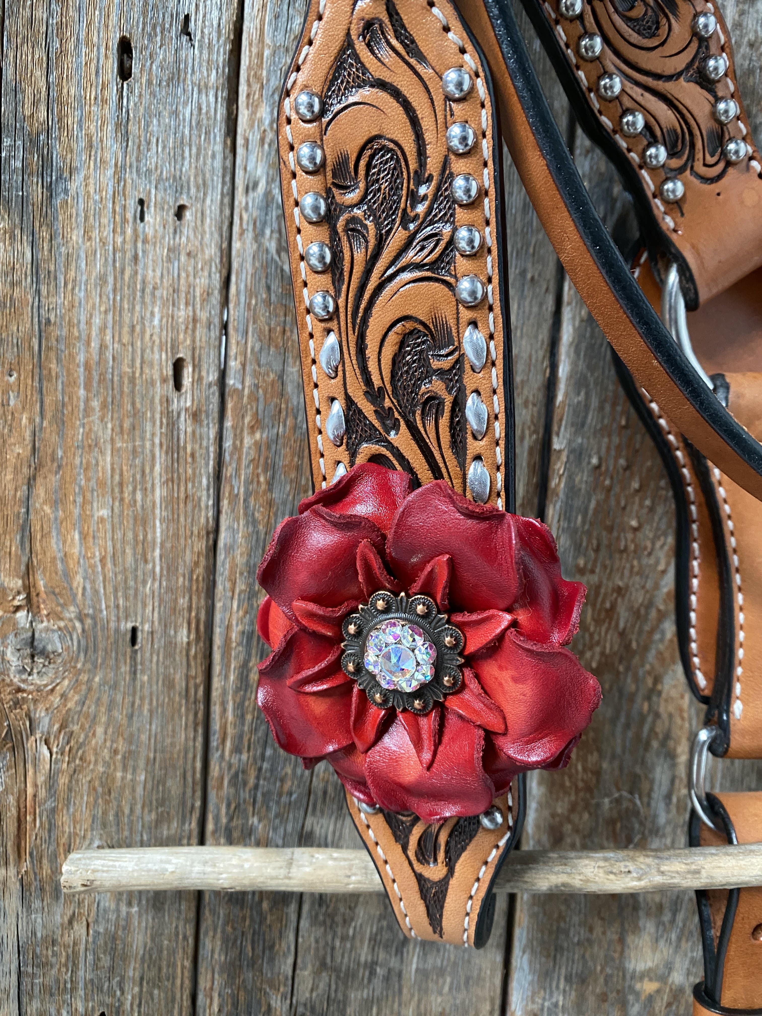 Designer Tack Silver Buckstitch Flower Browband Headstall & Breastcollar Set #BBBC298 BBBC298