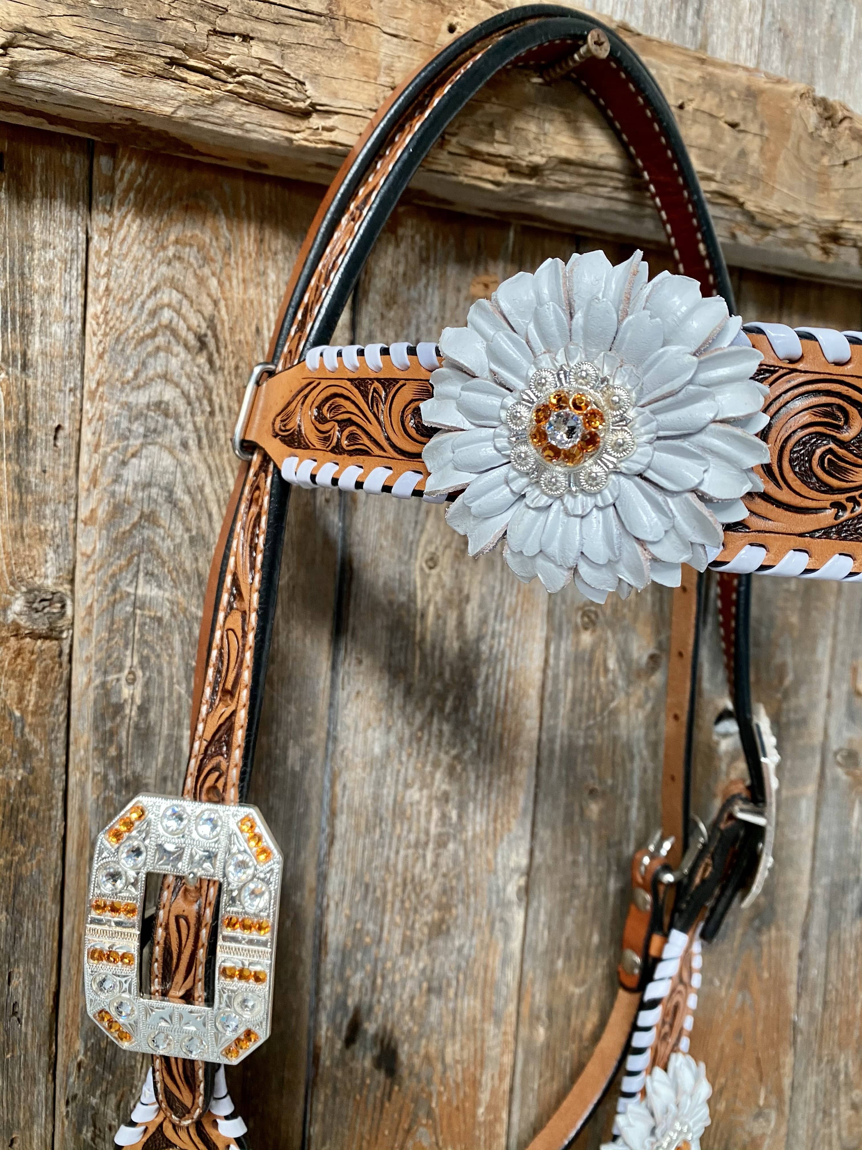 Designer Tack Whipstitch Headstall -Amber & Daisy #BB265 BB265