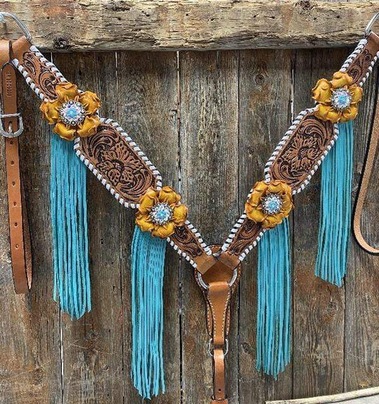 Designer Tack White Whipstitch Breastcollar #BC105 BC105