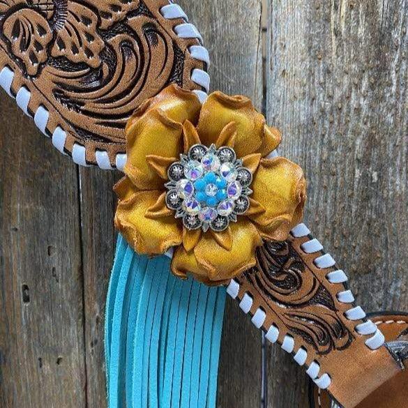 Designer Tack White Whipstitch Breastcollar #BC105 BC105