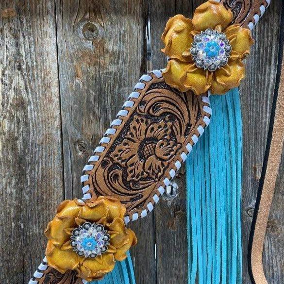 Designer Tack White Whipstitch Breastcollar #BC105 BC105