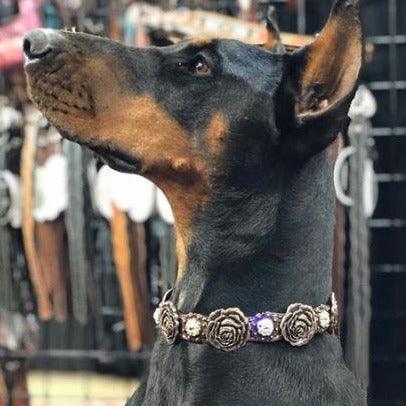 Dog Collars Copper Rose Dog Collar With Clear European Crystals