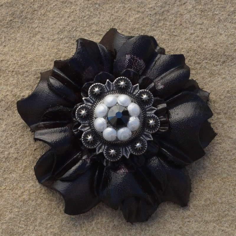 Flowers Fringe & More Black Carnation Flower With Antique Silver Pearl & Jet 1