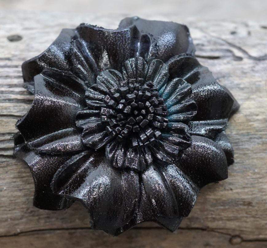 Flowers Fringe & More Black Carnation Leather Flower FL3BK