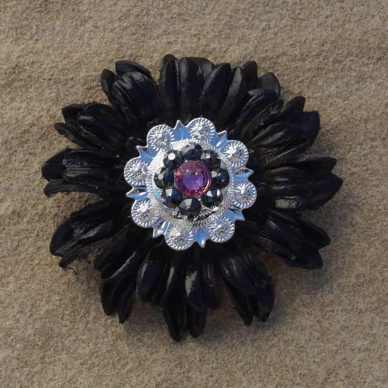 Flowers Fringe & More Black Daisy Flower With Bright Silver Pink & Jet 1