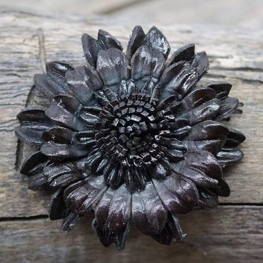 Flowers Fringe & More Black Daisy Leather Flower FL5BK