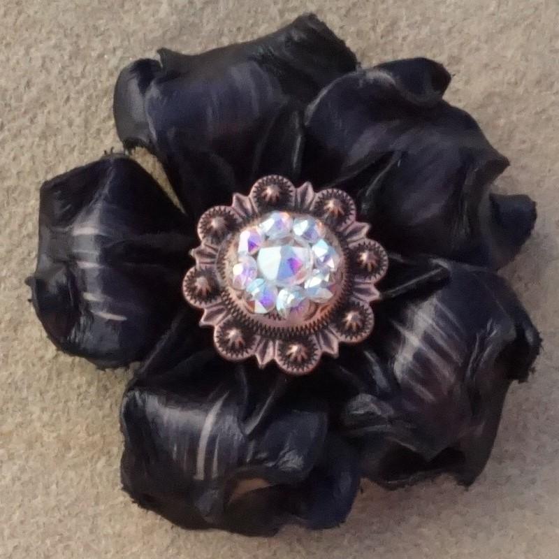 Flowers Fringe & More Black Gardenia Flower With Copper AB 1" Concho FL2BKCOAB