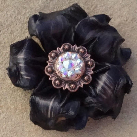 Flowers Fringe & More Black Gardenia Flower With Copper AB 1" Concho FL2BKCOAB