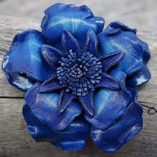 Flowers Fringe & More Blue Gardenia Leather Flower FL2BL