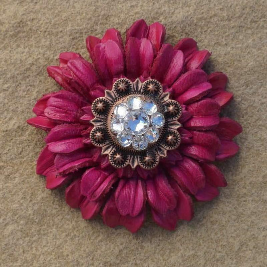 Flowers Fringe & More Hot Pink Daisy Flower With Copper Clear 1" Concho FL5PICOCL