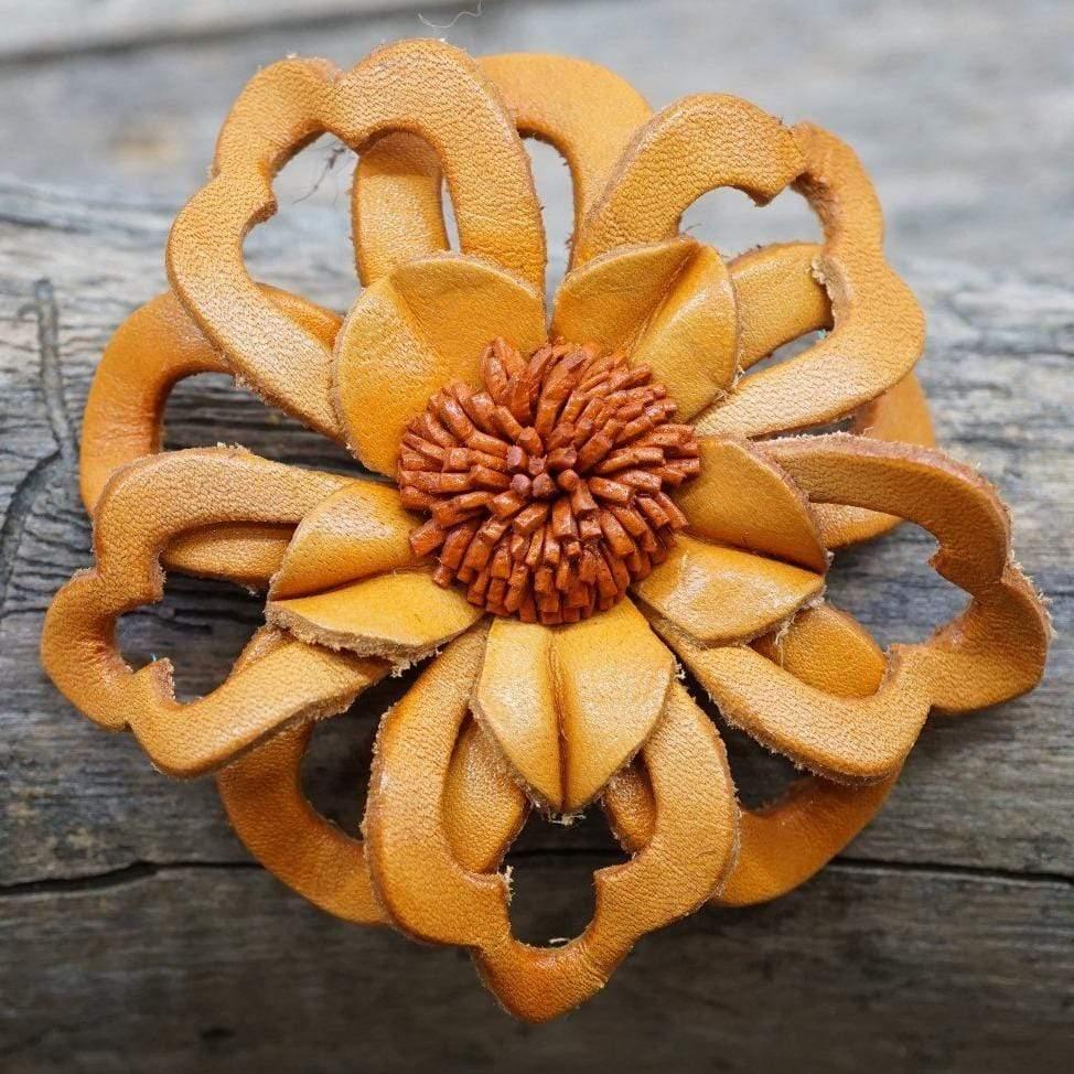 Flowers Fringe & More Orange Lotus Leather Flower FL6OR