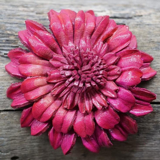 Flowers Fringe & More Pink Daisy Leather Flower FL5PI