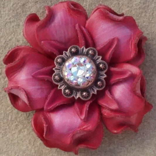 Flowers Fringe & More Pink Gardenia Flower With Copper AB 1" Concho FL2PICOAB