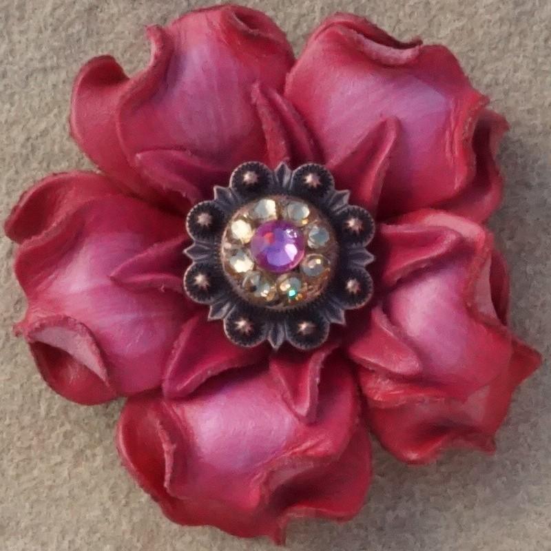 Flowers Fringe & More Pink Gardenia Flower With Copper Pink & Champagne 1" Concho FL2PICOPICH