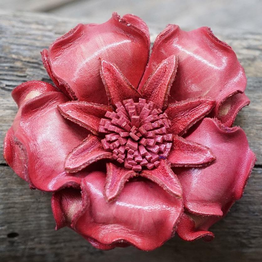 Flowers Fringe & More Pink Gardenia Leather Flower FL2PI