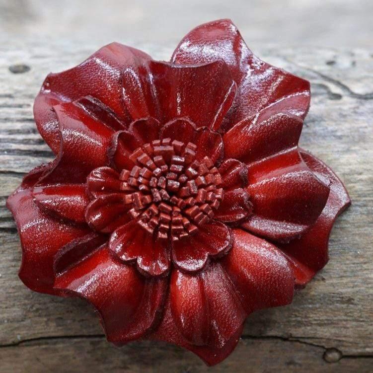Flowers Fringe & More Red Carnation Leather Flower FL3RD