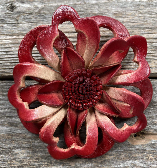 Flowers Fringe & More Red Lotus Leather Flower FL6RD