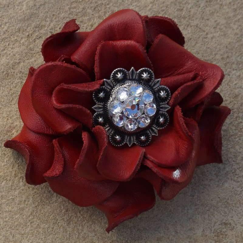 Flowers Fringe & More Red Rose Flower With Antique Silver Clear 1