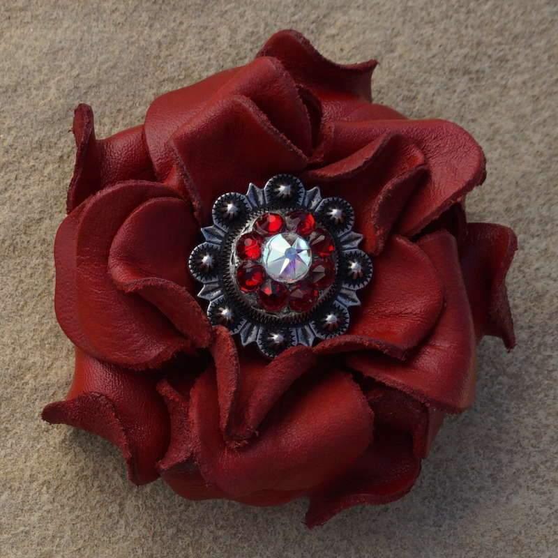 Flowers Fringe & More Red Rose Flower With Antique Silver Red & AB 1