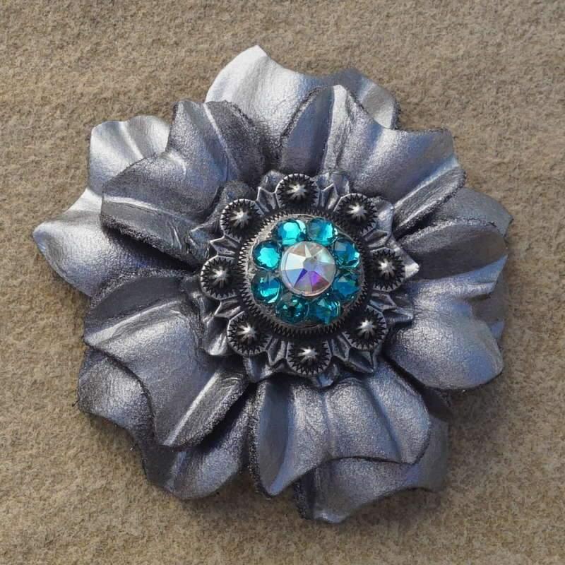 Flowers Fringe & More Silver Carnation Flower With Antique Silver Teal & AB 1