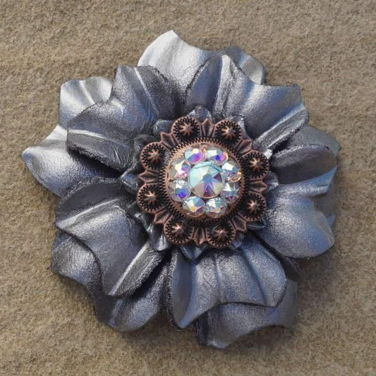 Flowers Fringe & More Silver Carnation Flower With Copper AB 1" Concho FL3SICOAB