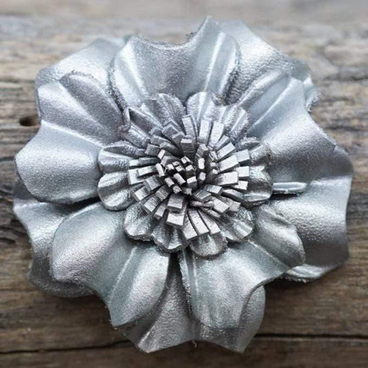 Flowers Fringe & More Silver Carnation Leather Flower FL3SI