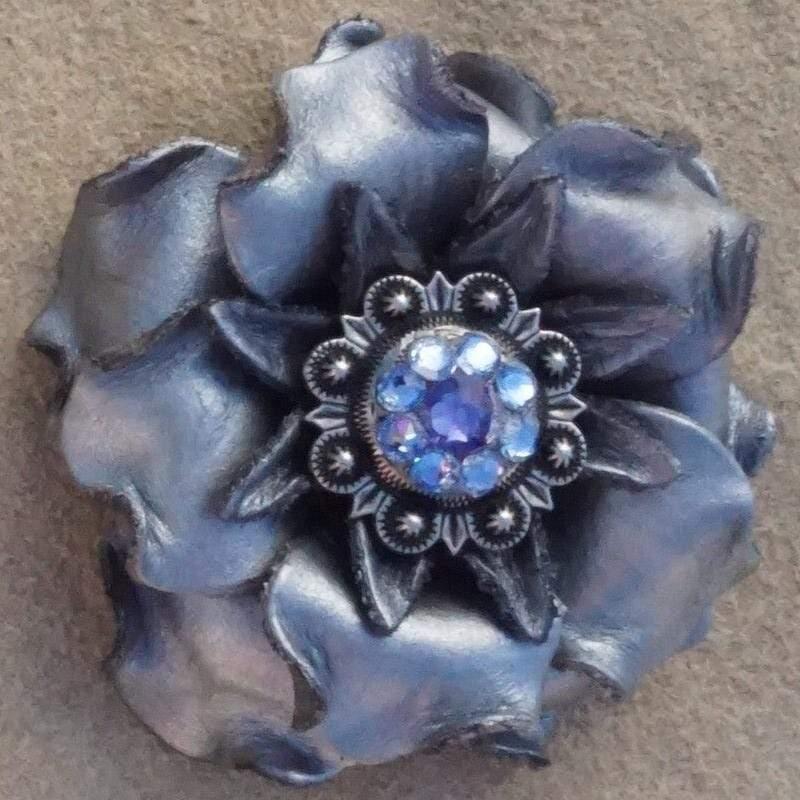 Flowers Fringe & More Silver Gardenia Flower With Antique Silver Light Sapphire Clear & Lilac  1