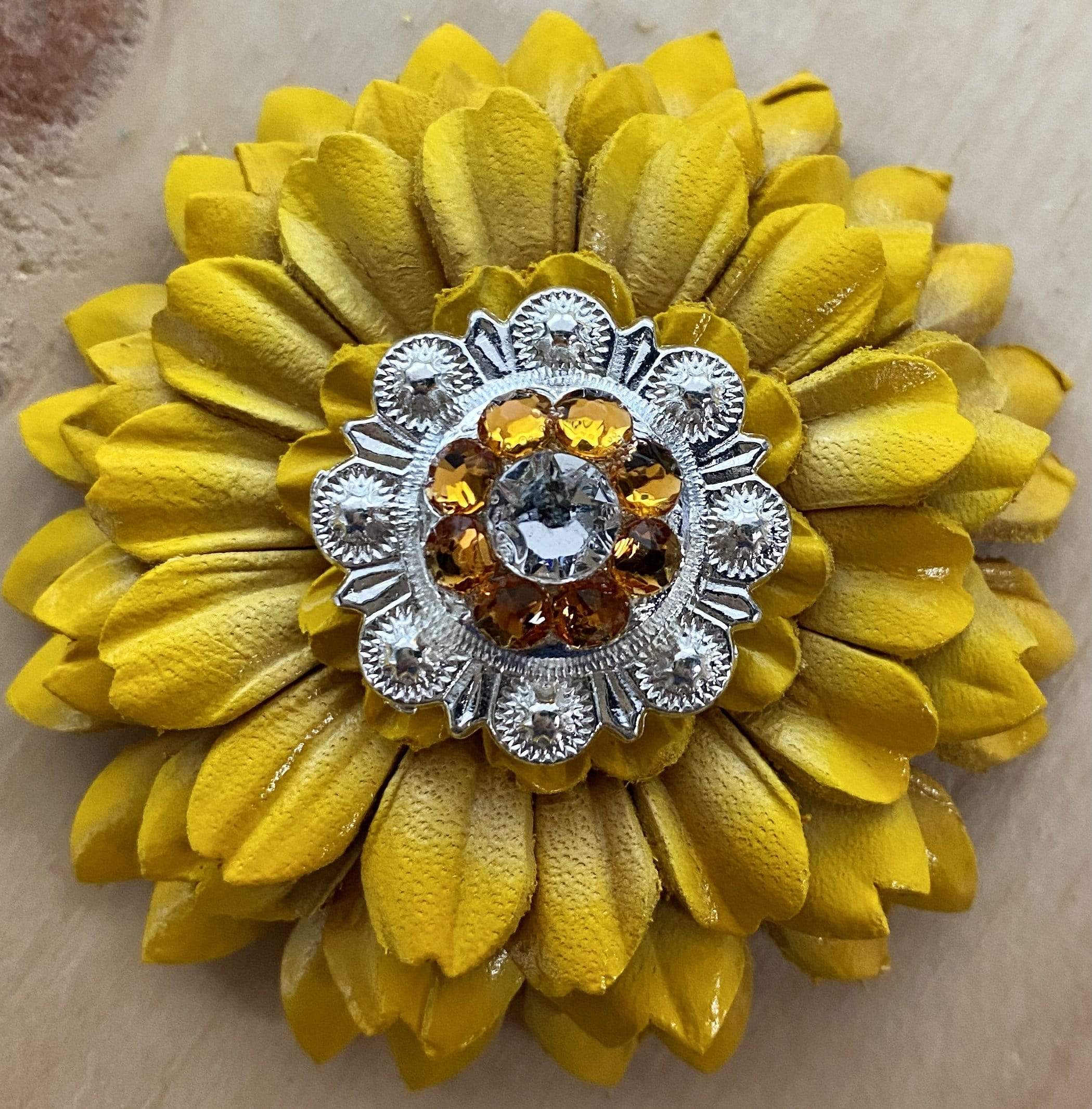 Flowers Fringe & More Sunflower With Bright Silver Amber & Clear 1