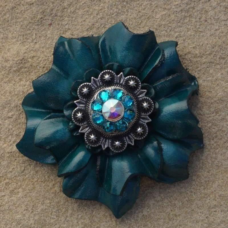 Flowers Fringe & More Teal Carnation Flower With Antique Silver Teal & AB 1