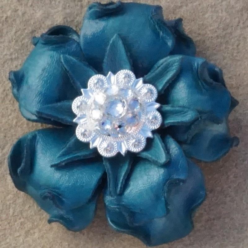 Flowers Fringe & More Turquoise Gardenia Flower With Bright Silver Clear 1