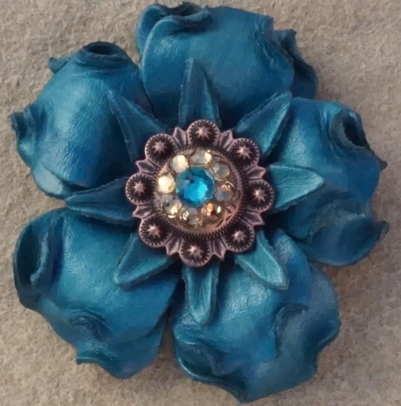 Flowers Fringe & More Turquoise Gardenia Flower With Copper Teal & Champagne 1