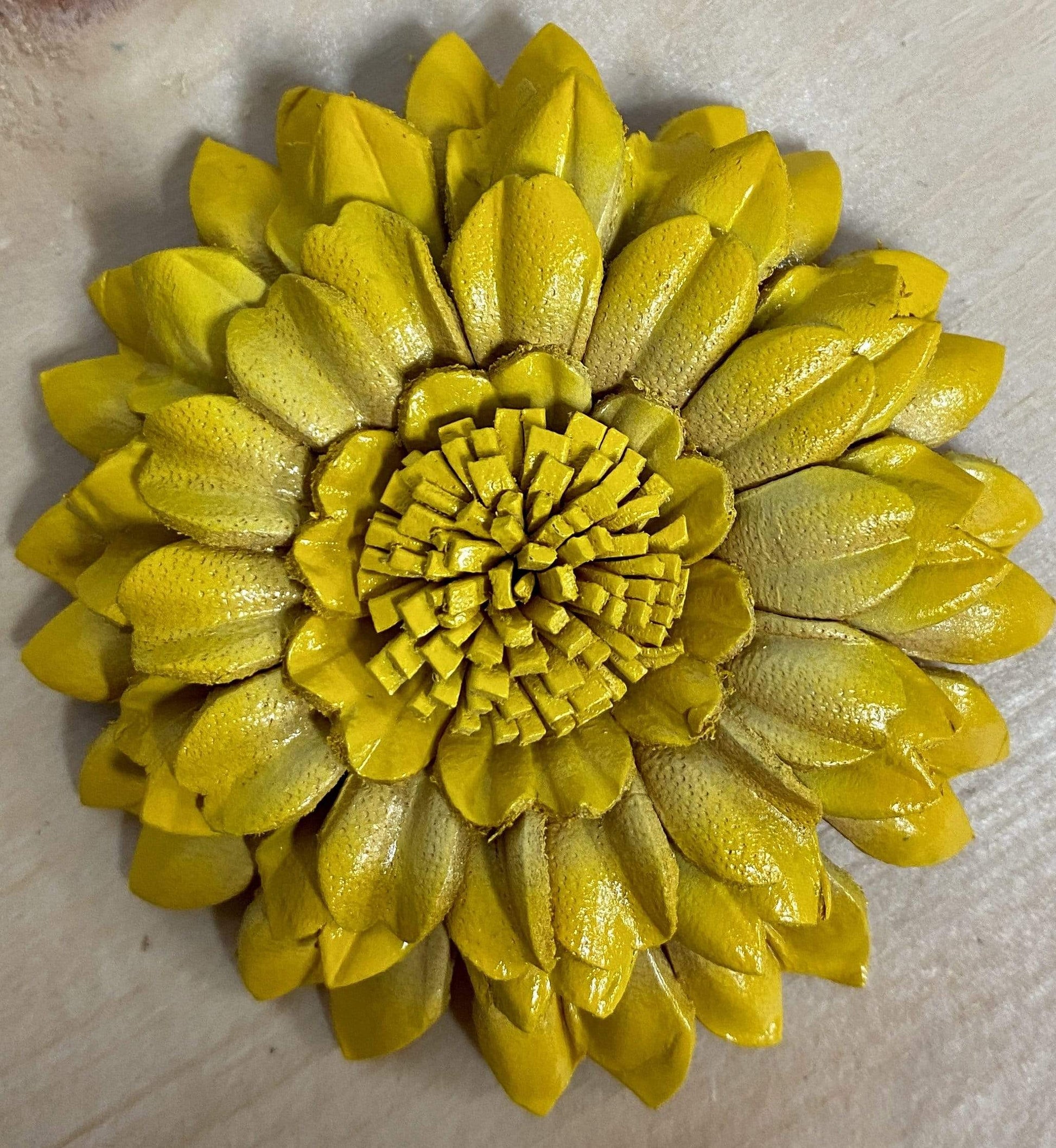 Flowers Fringe & More Yellow Sunflower Leather Flower FL5YE