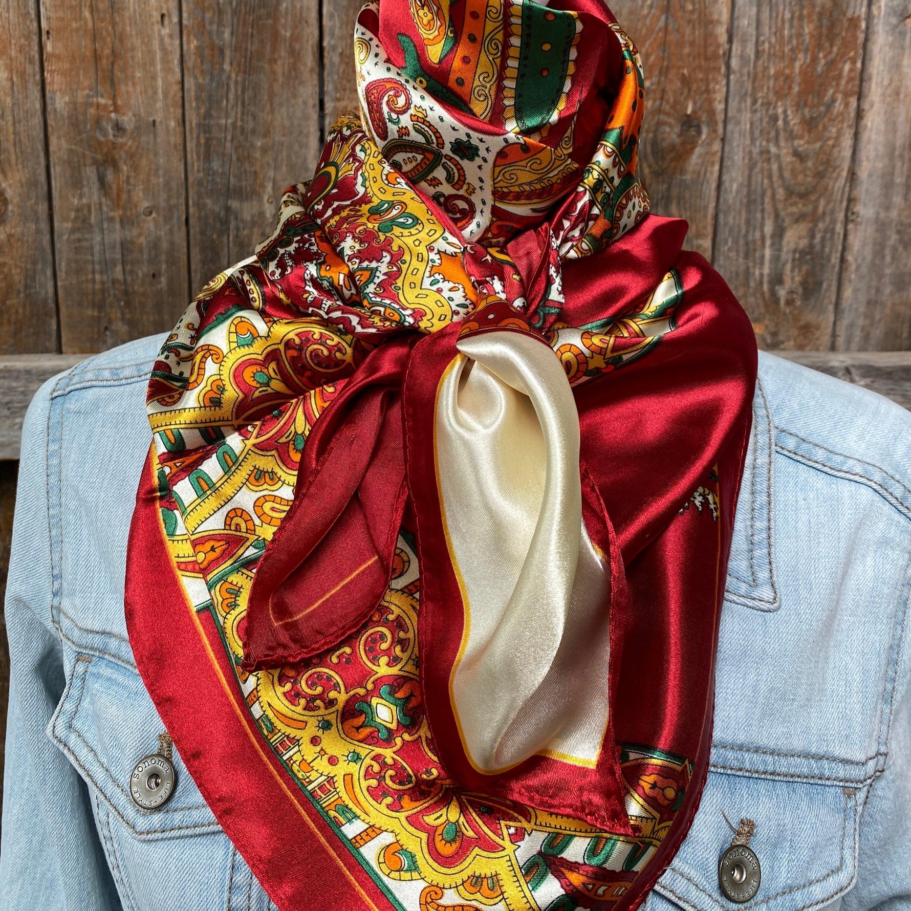 35X35" Red Mardi Gras Wild Rag/Scarf WR3353 - RODEO DRIVE