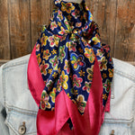 35X35" Pink Flowers Wild Rag/Scarf WR3109 - RODEO DRIVE